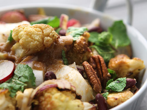 Sunday Brunch roast cauliflower and kidney bean salad