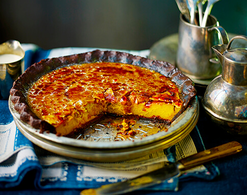 Jamie Oliver’s pumpkin and chocolate brûlée pie