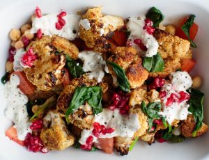 Spiced cauliflower and chickpea with a maple coconut sauce